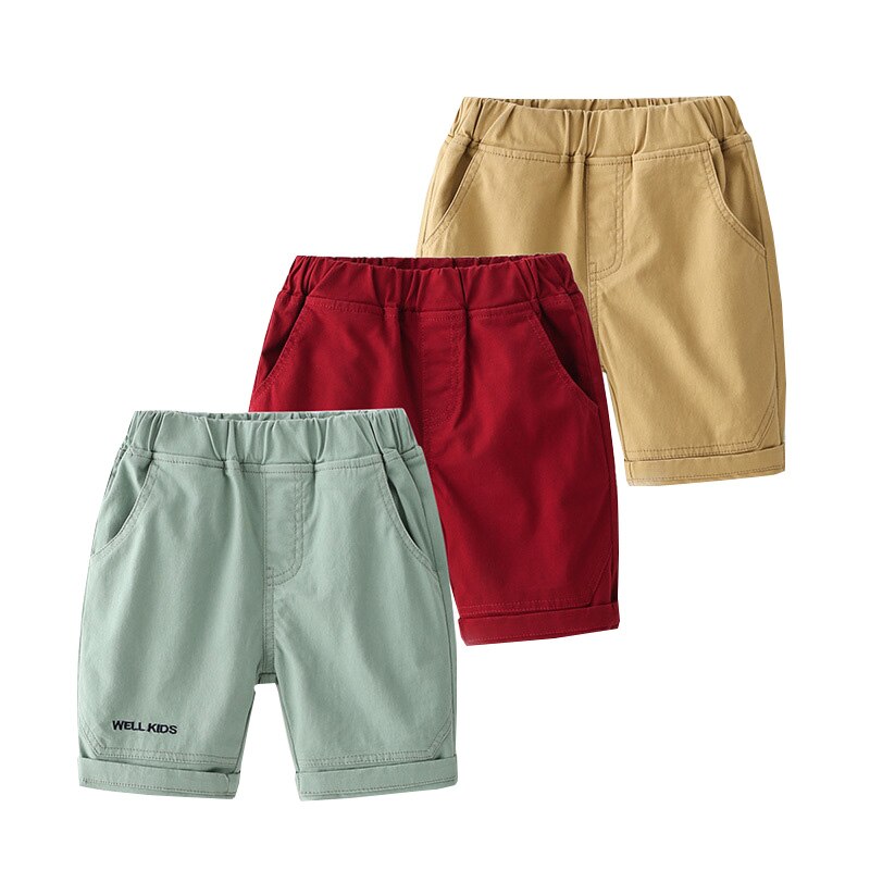 Short d'été en coton pour garçon, pantalon à la , taille élastique, longueur aux genoux, vêtements pour enfants