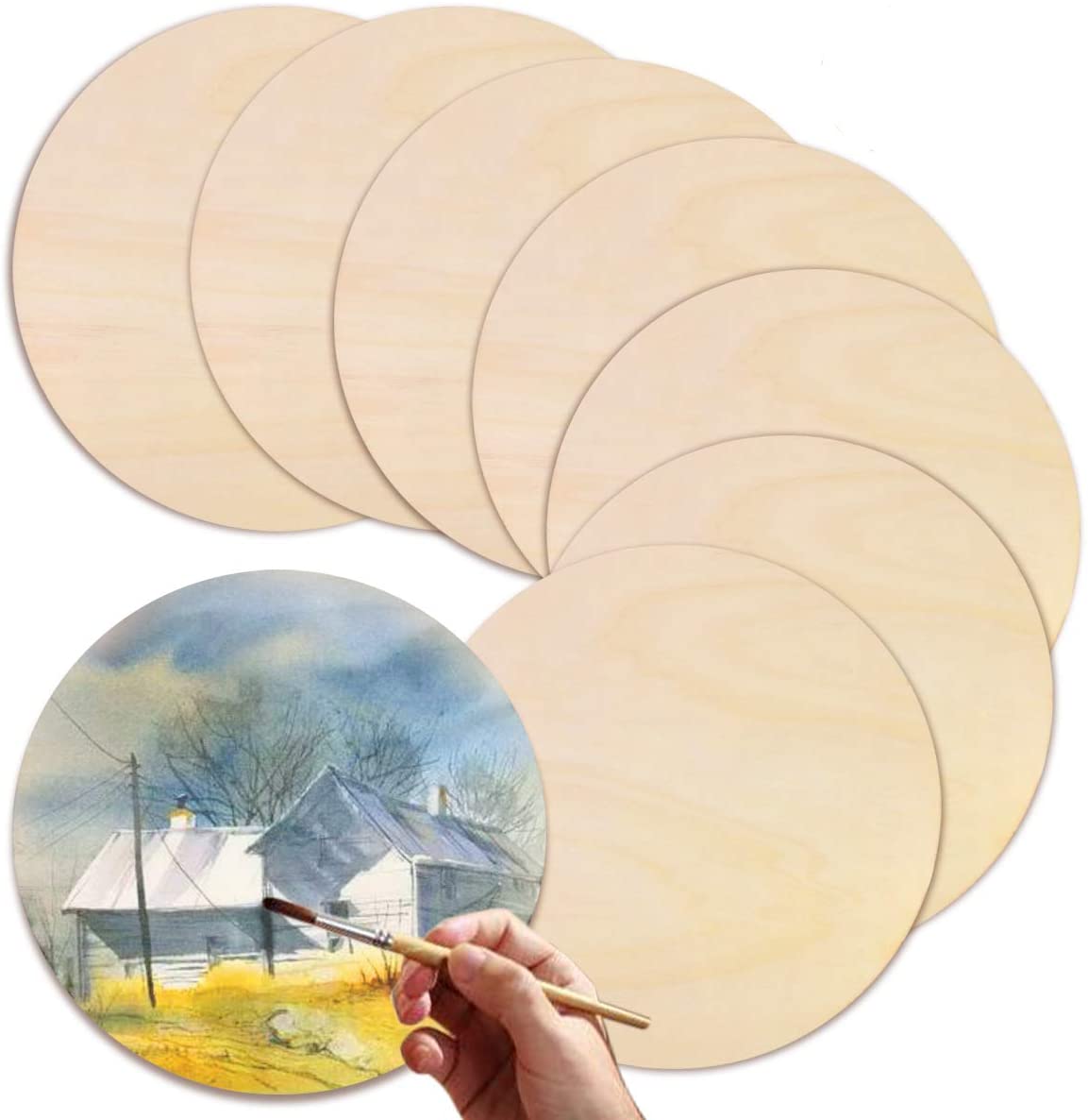Diameter 1-10cm naturlige ufærdige runde træskiver cirkler skiver til gør-det-selv-håndværk børn julemaleri legetøj ornament indretning