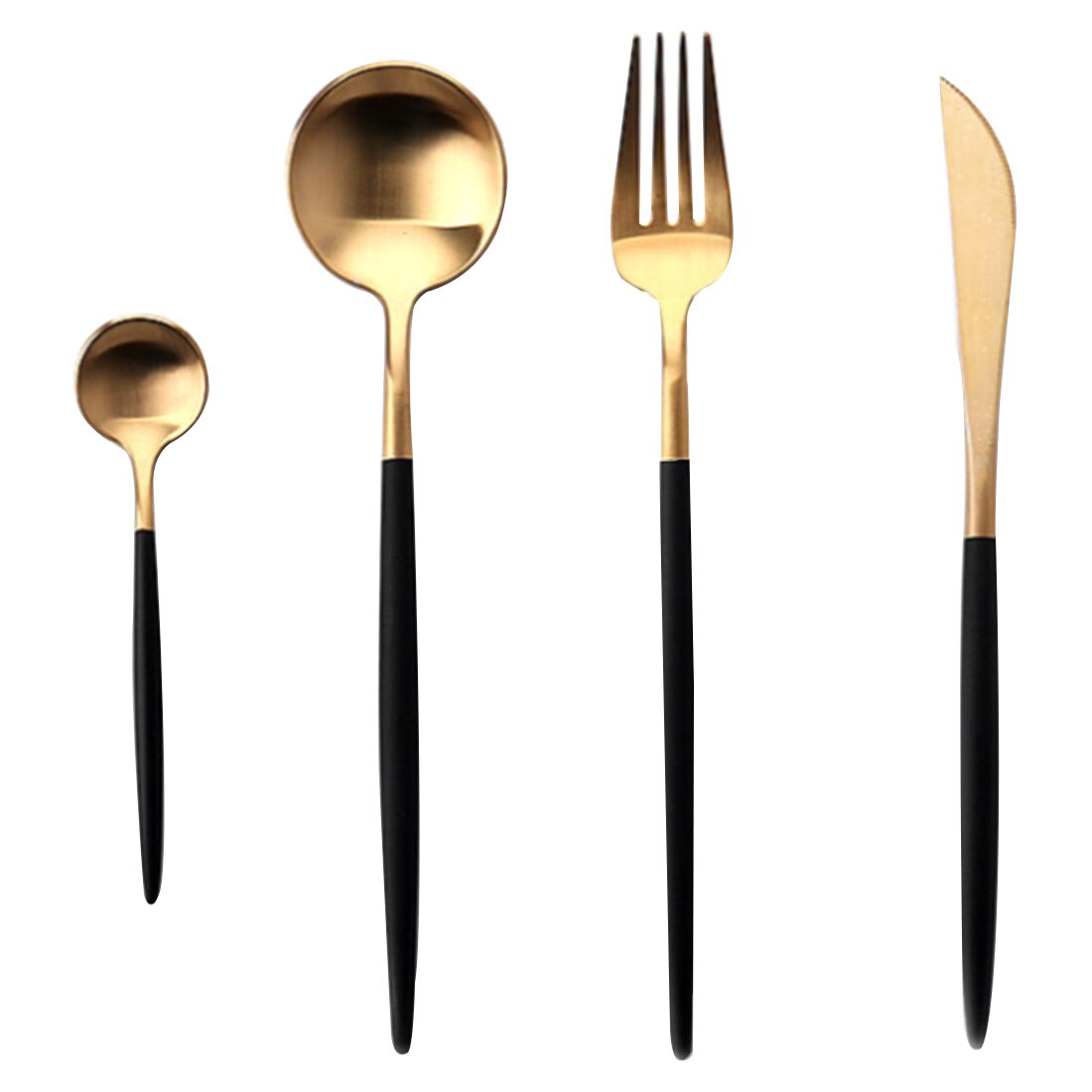 24Pcs Platinum Gold Kitchen Tableware Set Cutlery Set Stainless Steel Dinnerware Set Gold Knife Fork Spoon Dinner Set Dishwashe: 4pcs-black gold