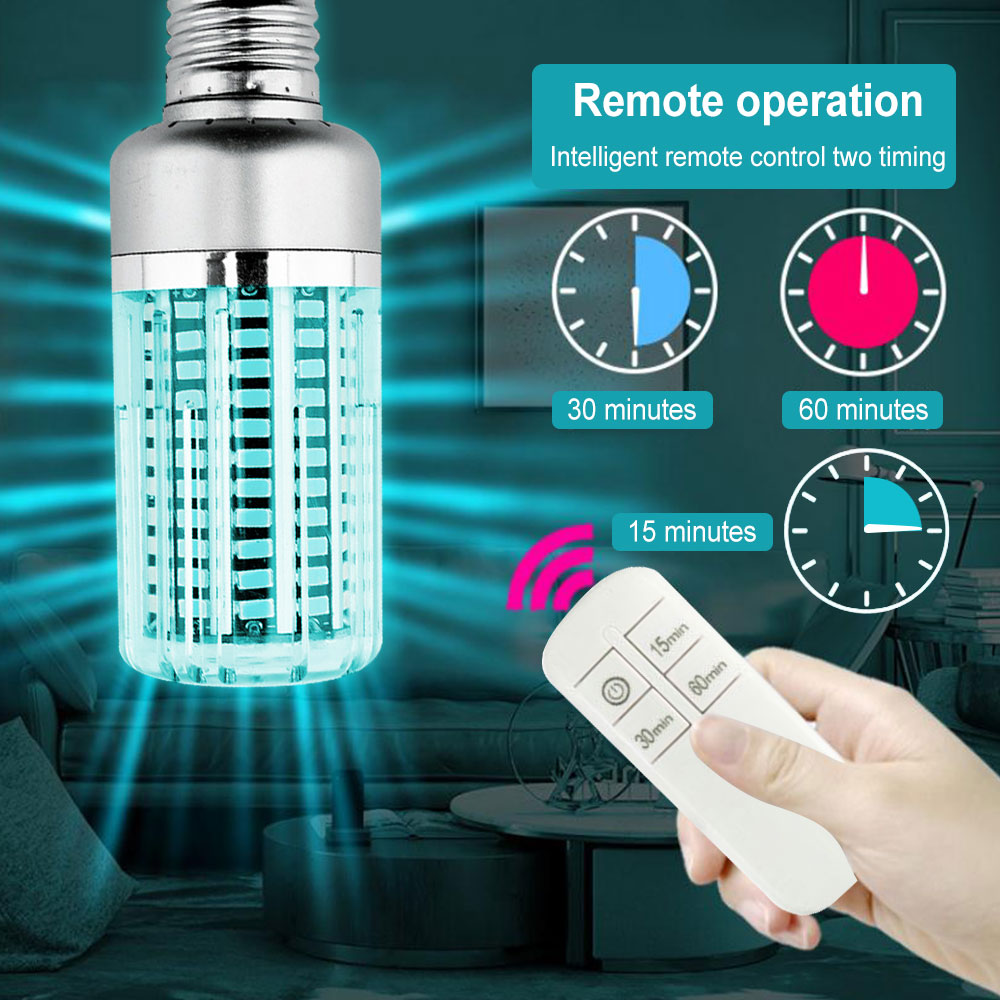 40W Led UVC Light Bulb UV Germicidal Lamp Sterilizer E26/E27 Corn Shape Light Disinfection light Clean Air Remove Remote control