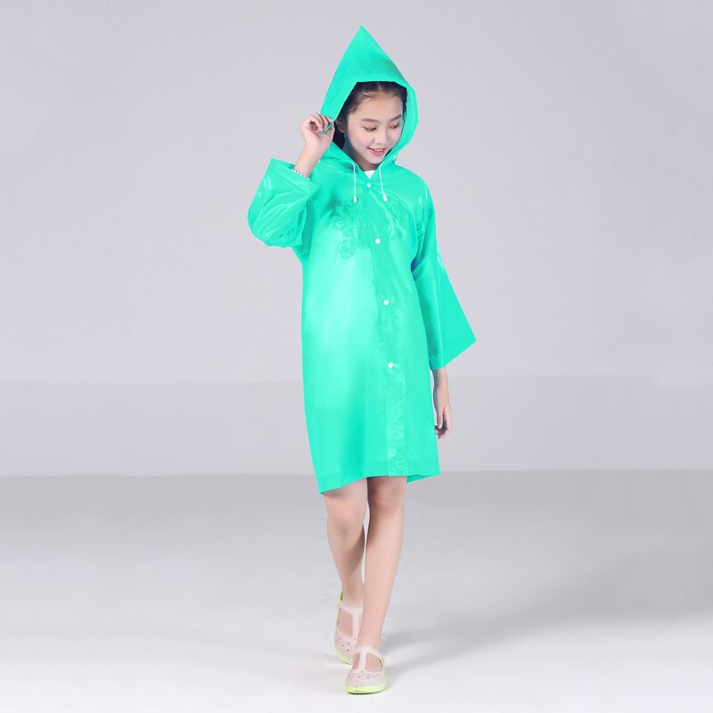 EVA Enfants Imperméable Poncho de Pluie Couverture Filles Garçons Vêtements De Pluie Imperméables À L'eau Manteaux Jetables Transparents Imperméables Enfants Manteau: green