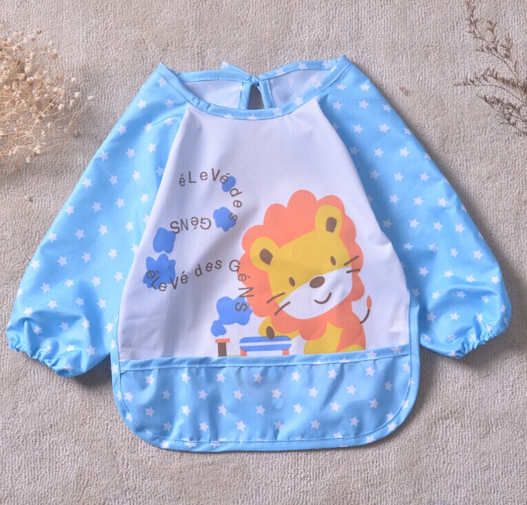 Animale di Stampa Del bambino Della Ragazza Del Ragazzo Mangiare Bavaglini Vestiti a Manica Lunga Impermeabile Alimentazione Bavaglini Grembiule