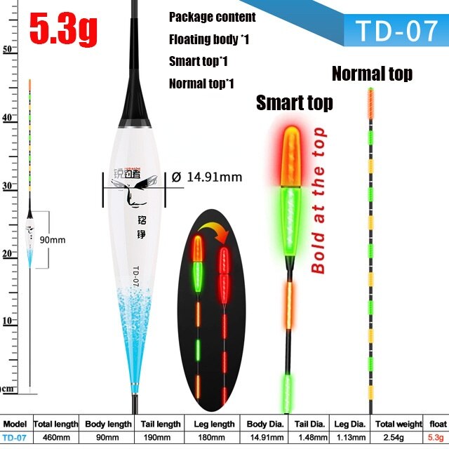 Smart Fishing Float Gravity Sensor Led Electric 2g 5g 7g 10g Great Buoyancy Pose Bobbers Without Battery Glow Stick Summer: S-DT07