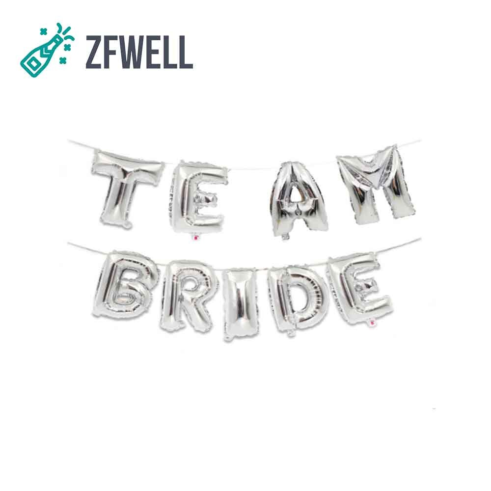 Zfwell 9 st / parti 16 in guld silver ros guld brev brev brud aluminium ballong bachelor party förlovning bröllopsfest supplie 8: Silver-
