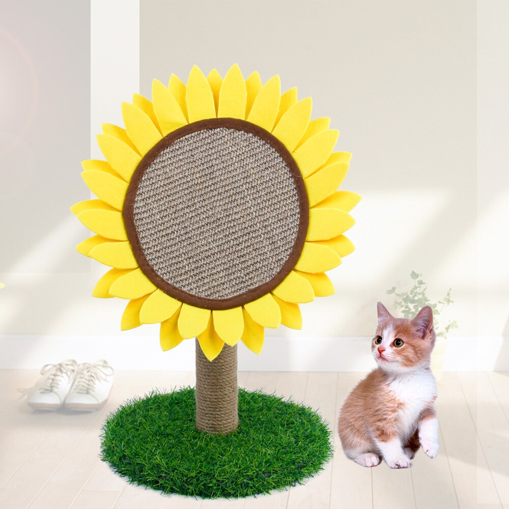 Cat Tree Play Scratcher Post Plate Toy Sunflower Furniture Saviour Cat Sisal Scratching Play Board Jumping Toy Accessory