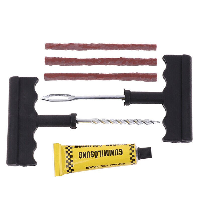 6 stks/set Automotive Tubeless Bandenreparatieset Patch Fix Tool Kit Draad Vork Boor Super Lijm Rubber Strips Handgereedschap