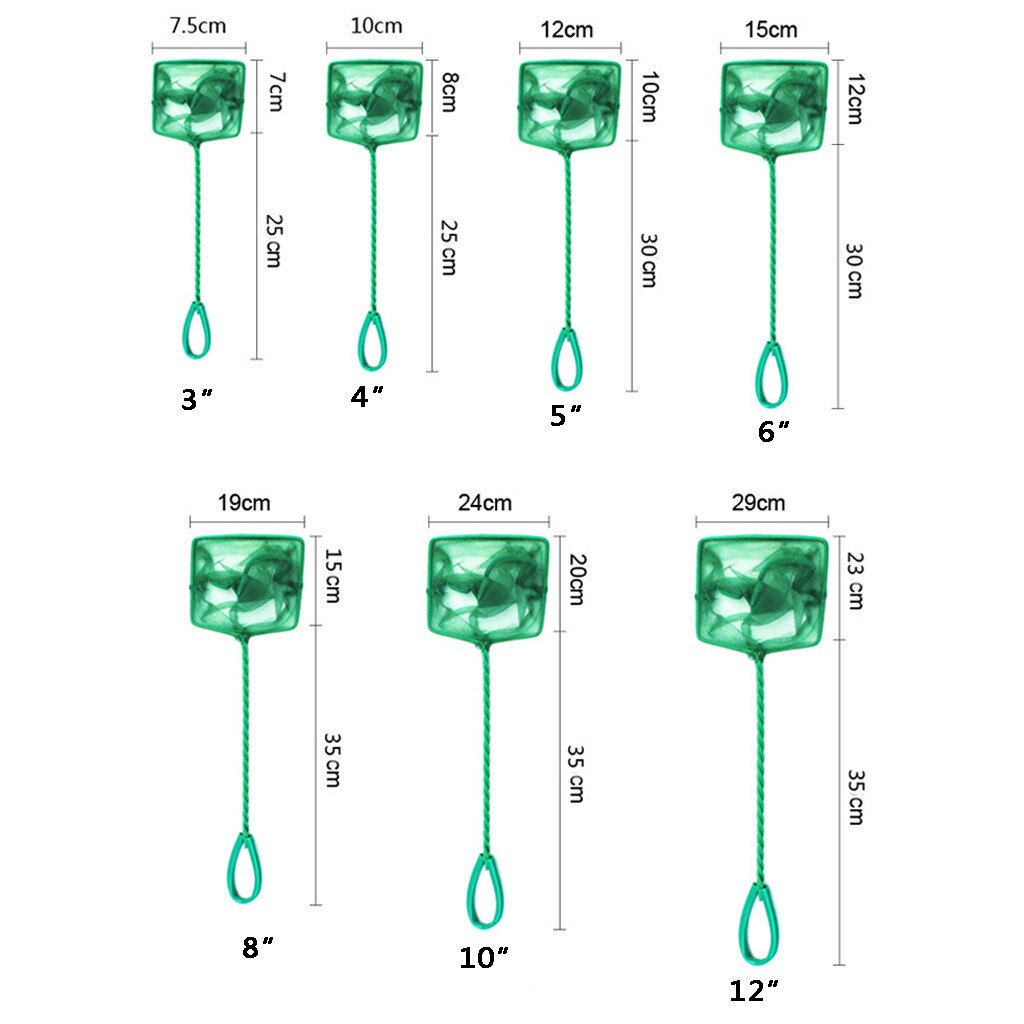 Aquarium Net Fish Tank Net Fine Mesh Fish Catch Net with Plastic Handle - Green Square Folding Fishing Network Baits Cast Mesh