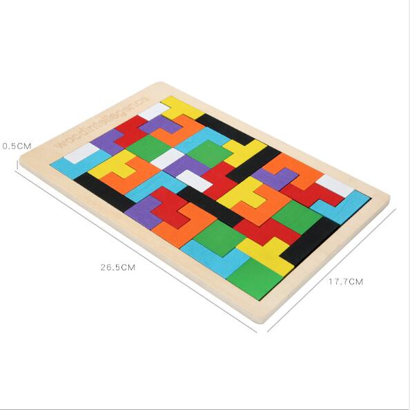 Houten Kinderen Puzzel Tetris Vroeg Leren Baby Vorm Pairing Puzzel Blokken