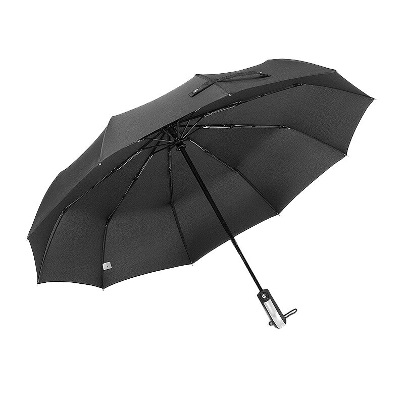 Fully-Automatic Wind Resistant Umbrella Rain Women For Men 3Folding Parasol Compact Large Travel Business Car 10K Umbrell: black