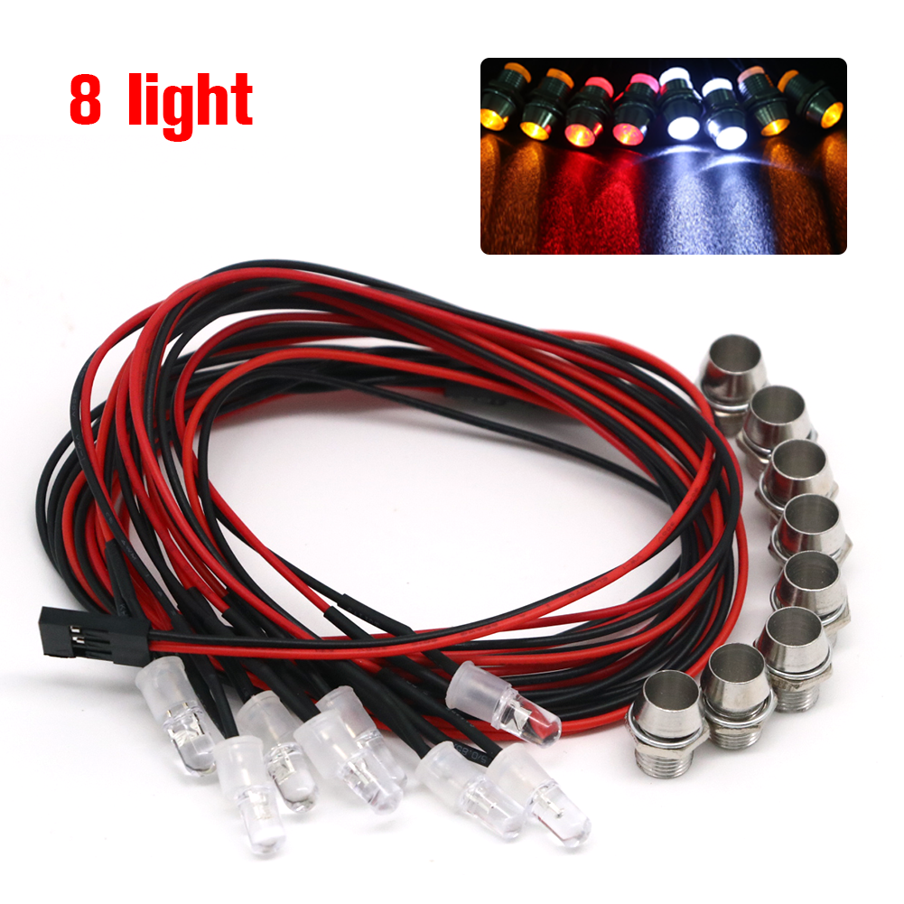 2 /4/6/8 luces RC modelo de coche, Luz LED nocturna de 5mm y 3mm, faros LED, accesorios de juguete, luz de advertencia para coche RC: Rojo