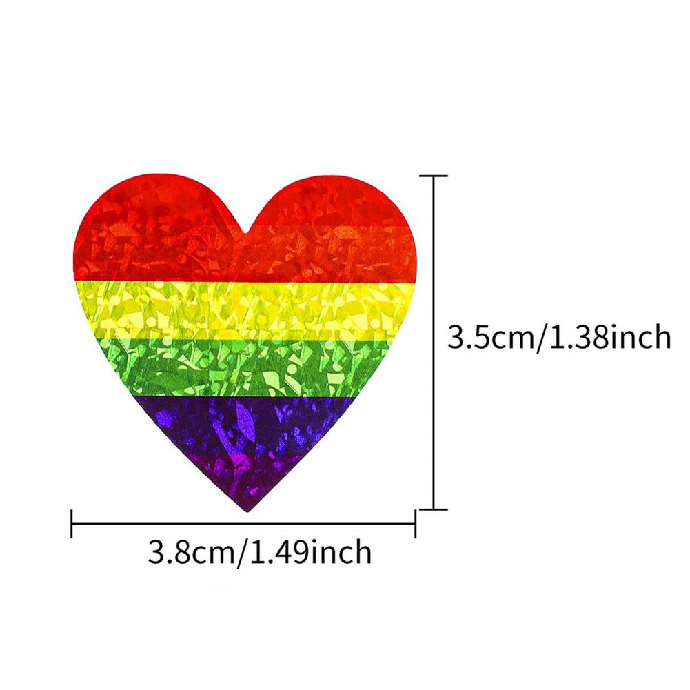 500 Pieces Glitter Gay Pride Stickers Love Pride Rainbow Stickers Heart Shaped Stickers Label Support LGBT Causes