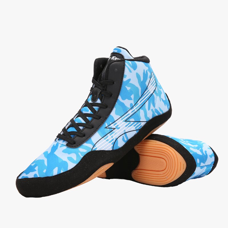 Original Women Wrestling Shoes High Top Boxing Shoe for Man Pro Wrestling Boots Men Red Women Boots Wrestling Figures: Sky blue / 8.5