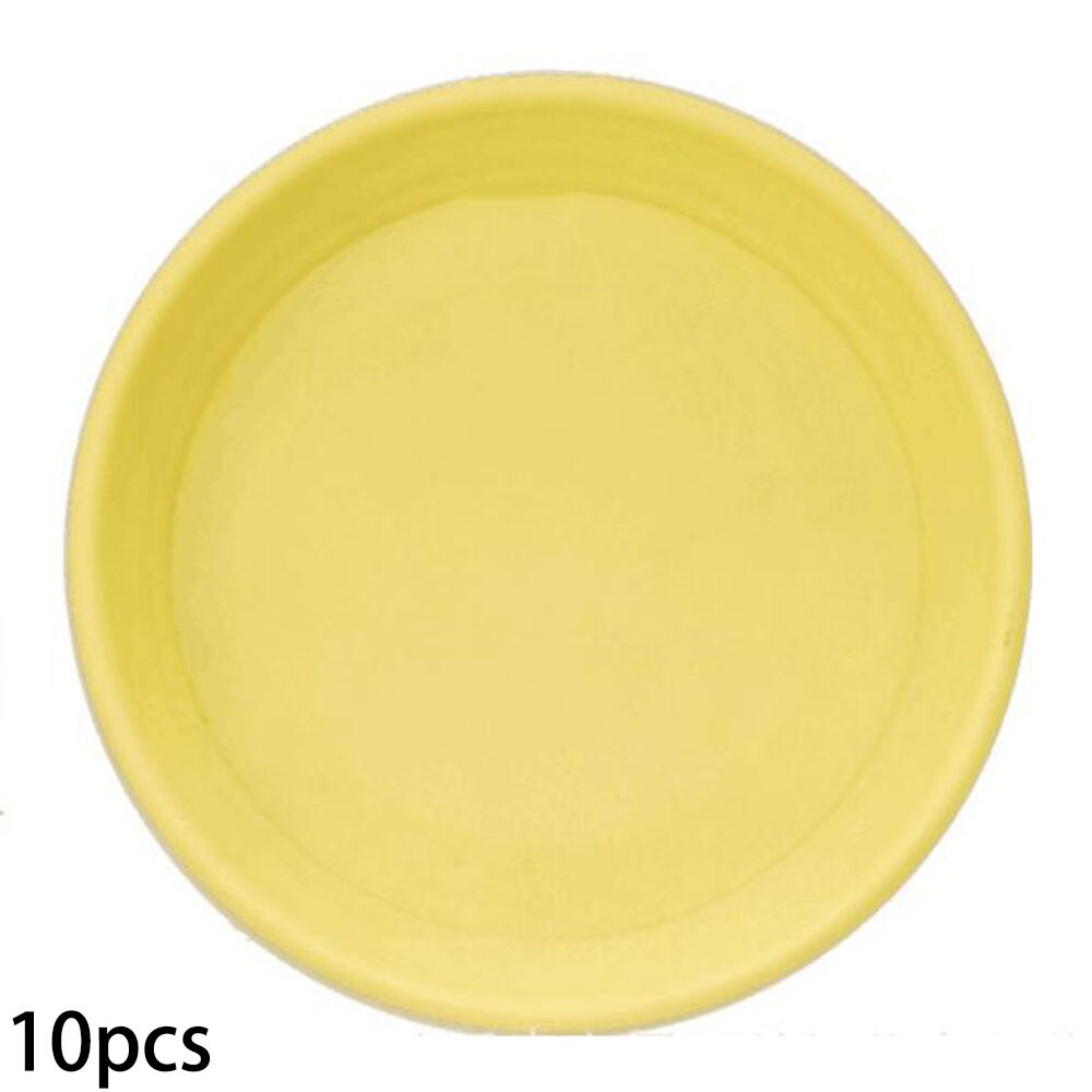 10Pcs Hydroponic Round Plant Pot Saucer Dish Water Drip Tray Drain Flower Base: Yellow