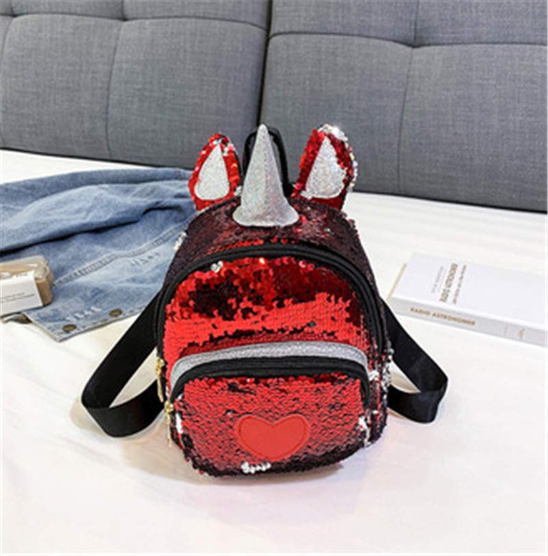 Shining Rainbow Unicorn Kids School Bags For Girls Soft Plush Kids Bag Kindergarten Toddler Children School Backpack Boys Girls: Red