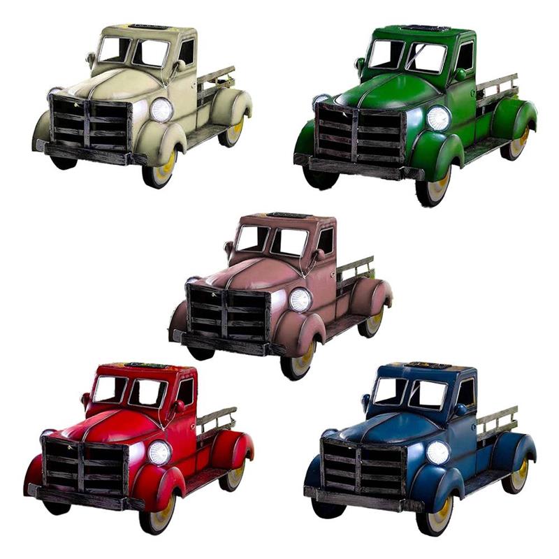 Solar Flower Pot Retro Pickup Truck Planter And Fairy Light For Outdoor Garden Decor Landscape Decorations Garden Accessories