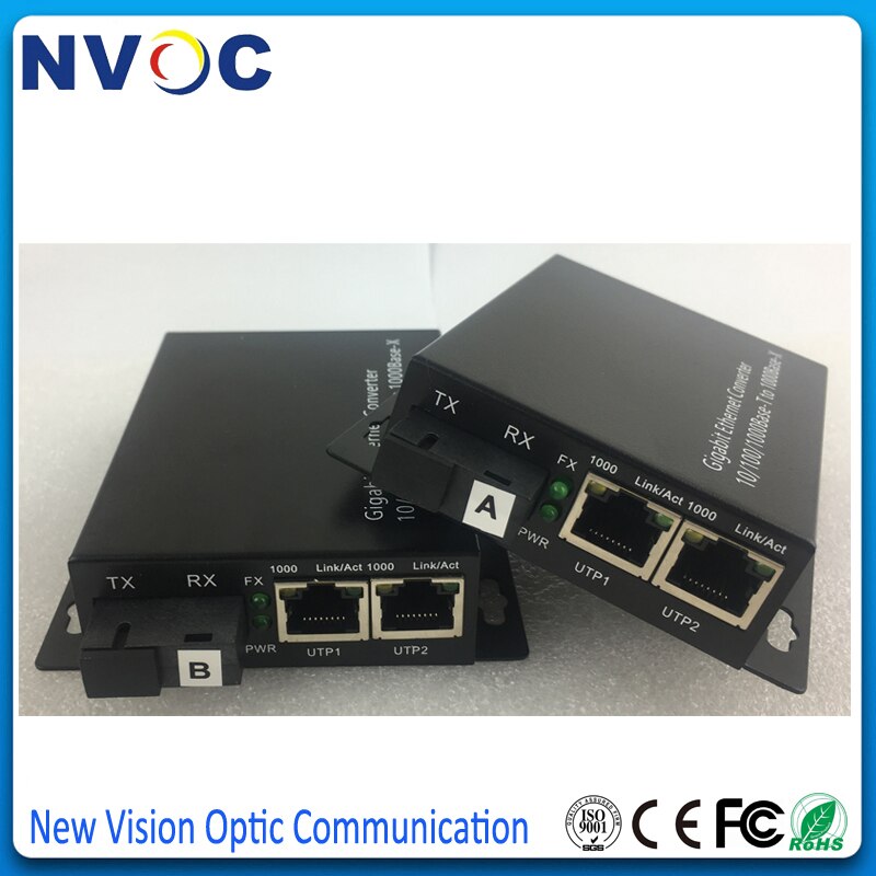 1 1000M Fiber+2 10/100/1000 RJ45 Fiber Media Converter,20KM,Ethernet Fiber Optic Switch,Euro Charger,External Power Supply