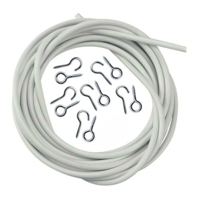 Window Curtain Hooks Various Specifications Of PVC White Spring Plastic Coated Curtain Rope Mesh Cord Curtain Line Contains Hook
