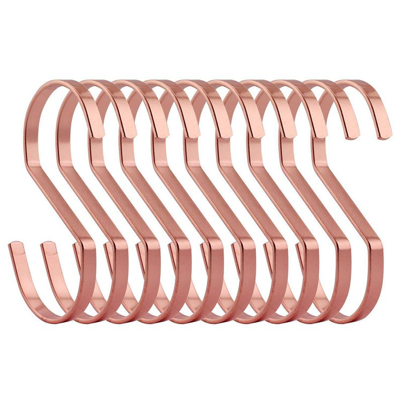 10-- pack 4 tum roséguld kromfinish stålhängande platta krokar - s-formade krokar kraftiga s krokar, för köksutrustning, krukor, redskap: Default Title