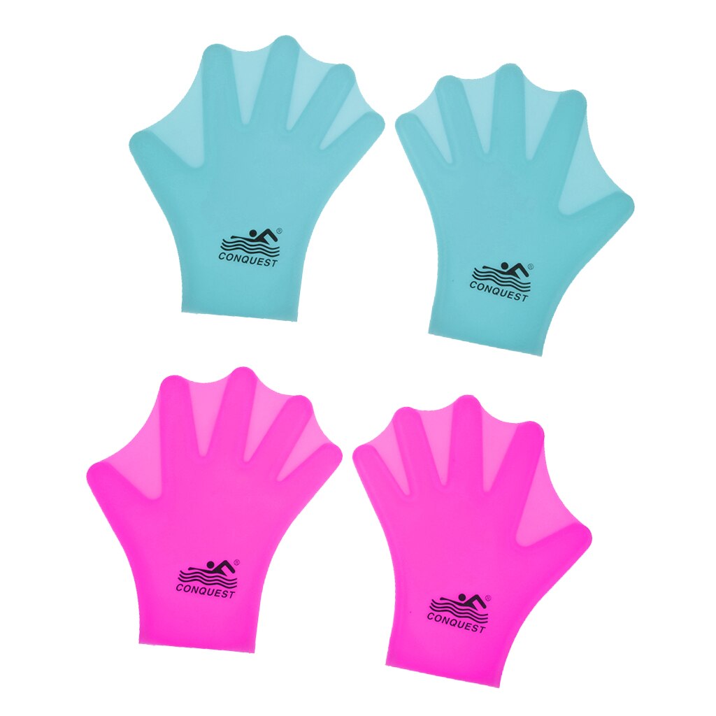 2 Pairs Water Gear Silicone Force Web Gloves Swimming Hand Aqua Training