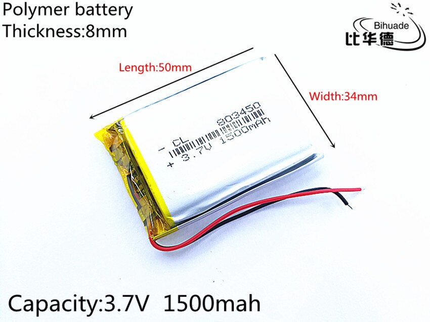 10 stks/partij Liter energie batterij 3.7 V 1500 mAh 803450 Lithium Polymer LiPo Oplaadbare Batterij li ion cellen