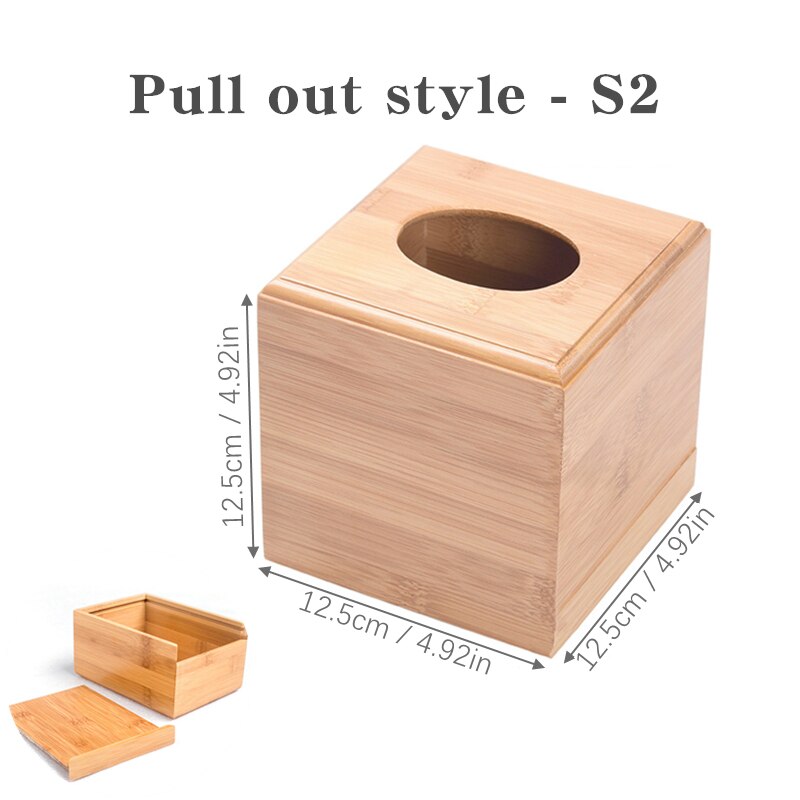 Bamboo Tissue Box Holder Storage Wood Paper Box Dining table Wooden Napkin Holder Tissue Case Canister Organizer Home Decoration: Pull out S2