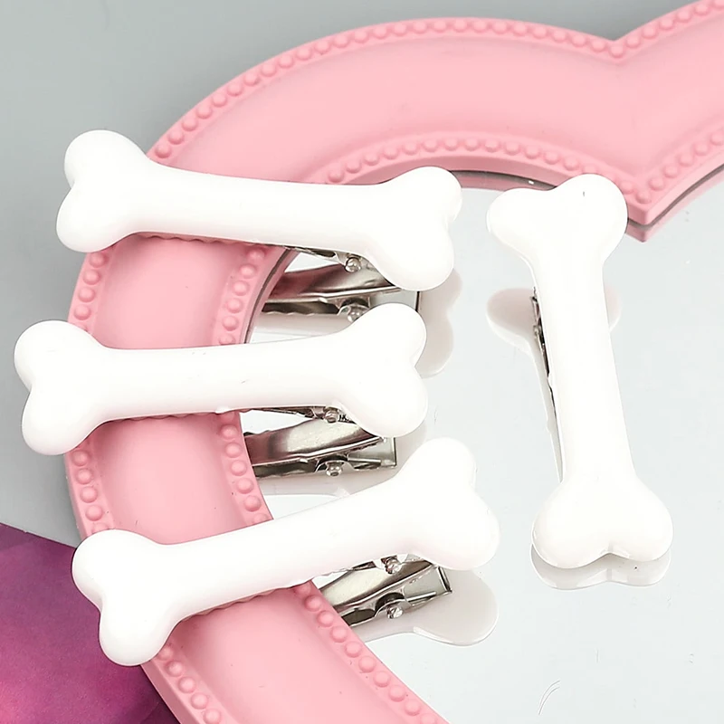 Horquillas de hueso blanco para mujer, pasadores para la cabeza, pinzas para el pelo de hueso de perro vívidas, pasador lateral para el cabello, accesorios para el cabello