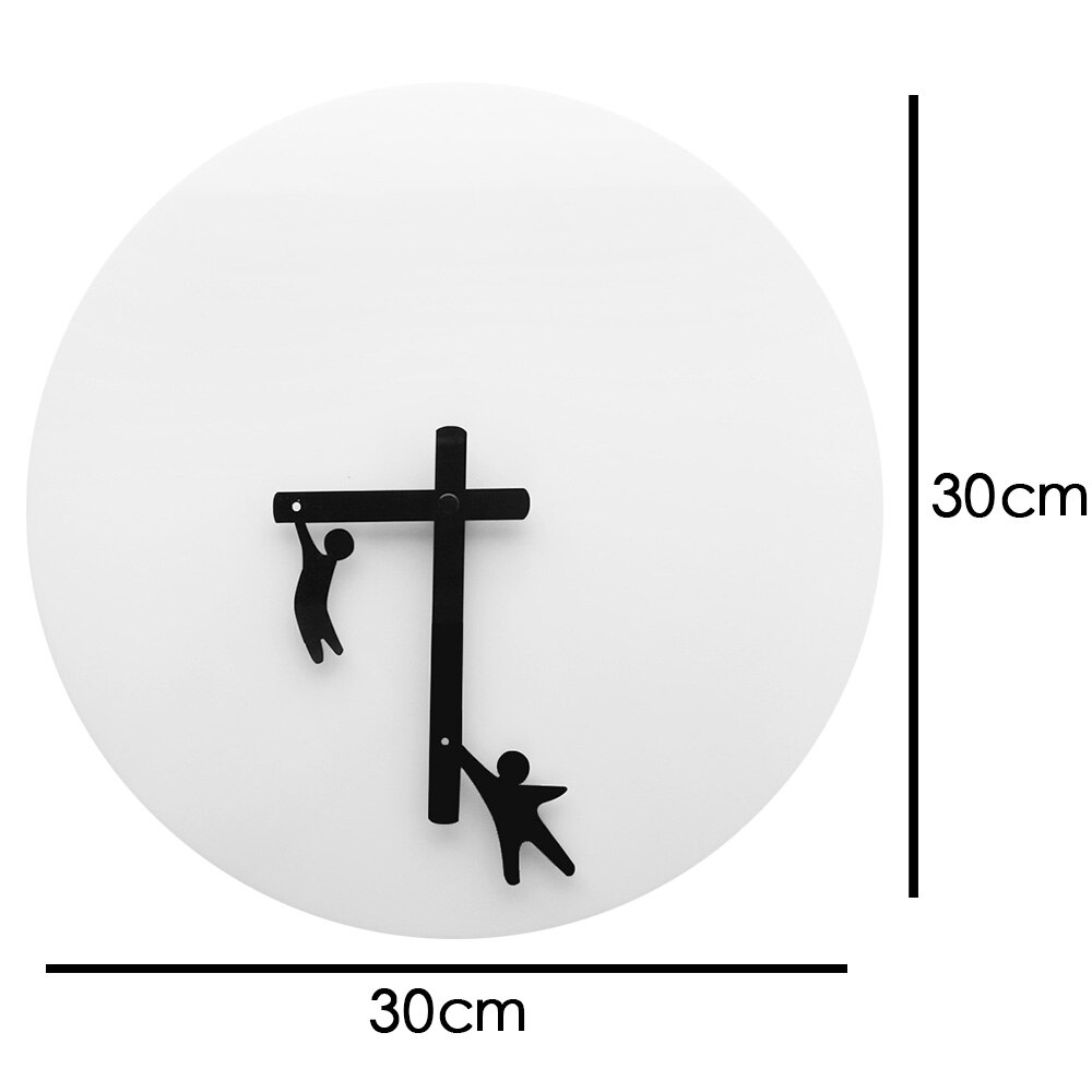 2Player Unique Clock Hands Wall Clock Little Men Clinging To The Hands Gymnasts Fun Minimalism Timepiece Quartz Movement