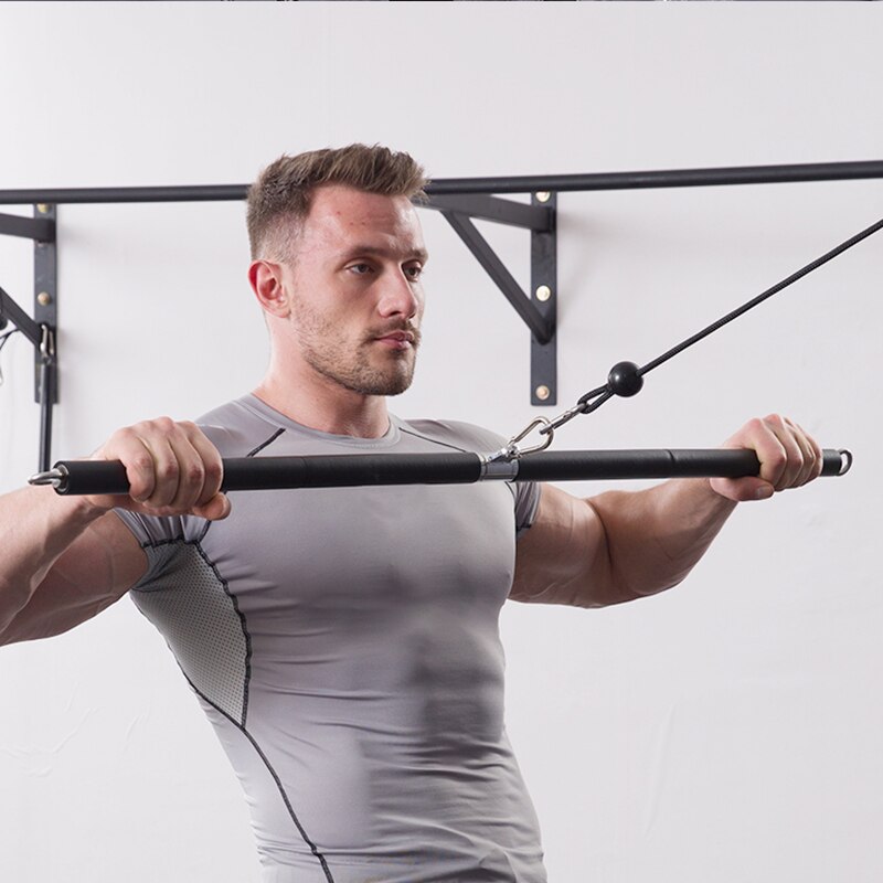 Aftagelig 110cm fitness lat pull down bar home gym trisse kabel maskine vedhæftning biceps triceps ryg styrke træningshåndtag