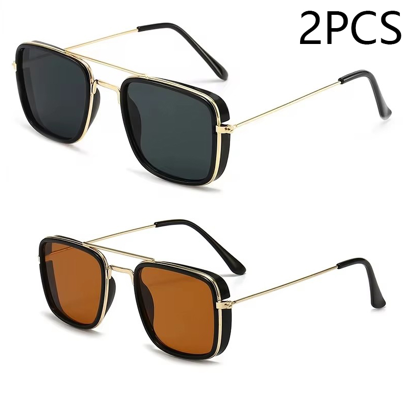 Sunglasses European and American Metal Small Square Frame Korean Version Glasses Retro Square Sunglasses UV Protection: dark green