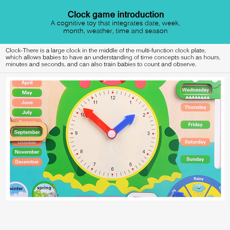 Houten multifunctionele puzzel kalender klok wekker cognitie baby kleuterschool speelgoed