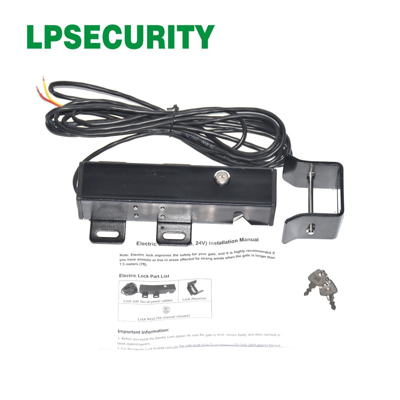 12VDC 24VDC OUTDOOR WATERPROOF Electric Lock Dropbolt for Automatic Swing Gate DOOR Opener Operator