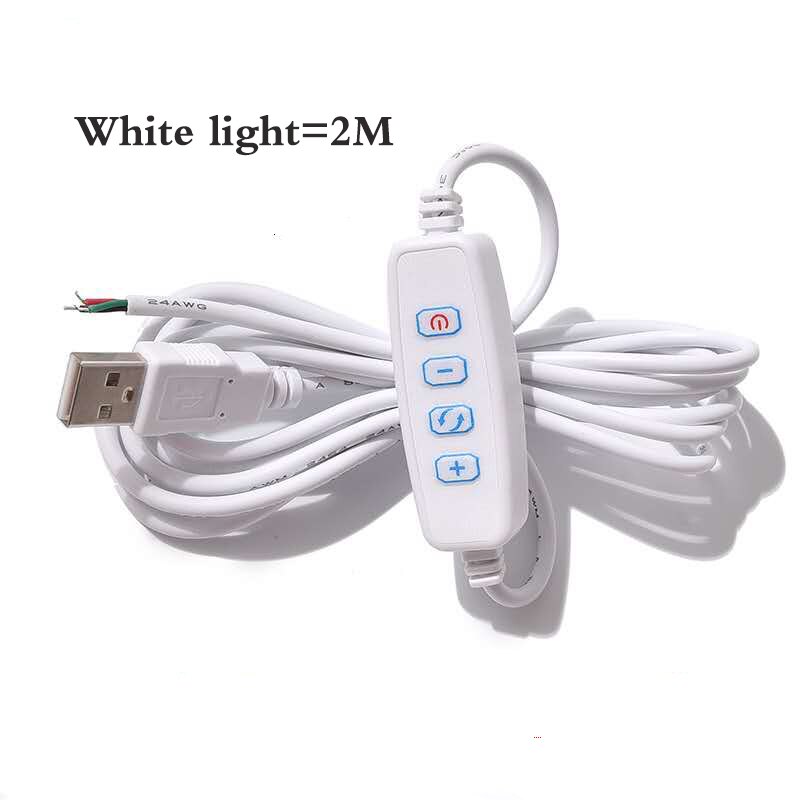 Dc 5v led dimmer usb-port strømforsyningsledning dæmpning farvematchende forlængerkabel med tænd / sluk-switchadapter til led-lys: Hvid