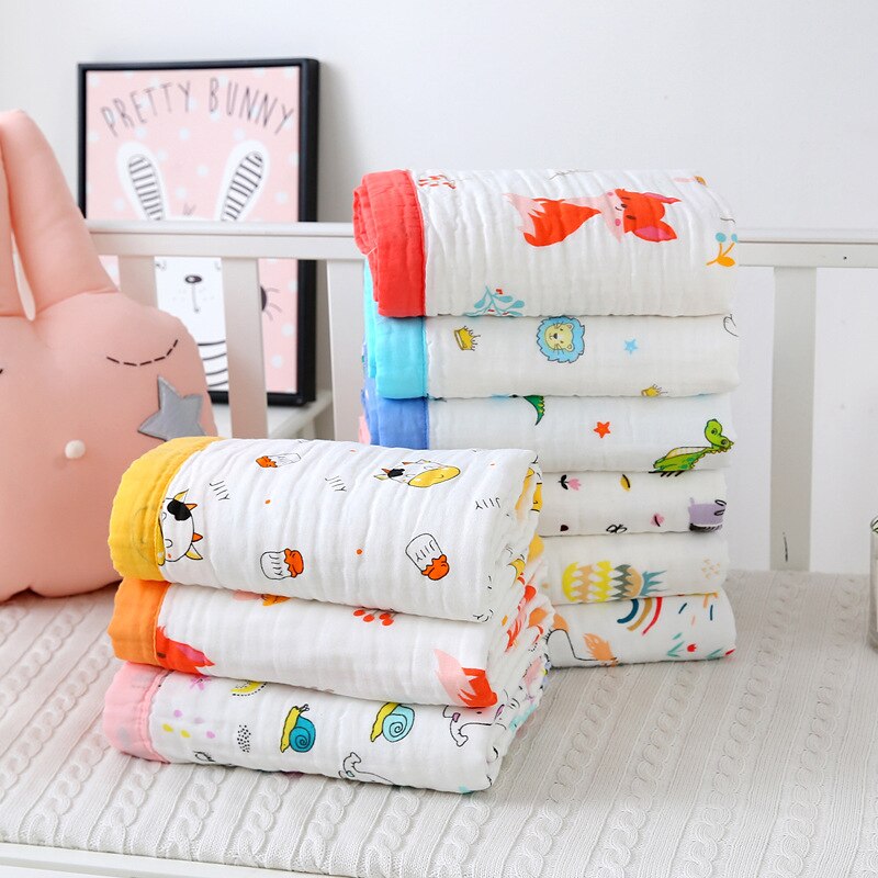 110*110cm Baby Decke 6 Schichten Super Weiche Baumwolle Musselin Decke Wickeln Atmungsaktive Kleinkind freundlicher freundlicher Baby Decke Blick