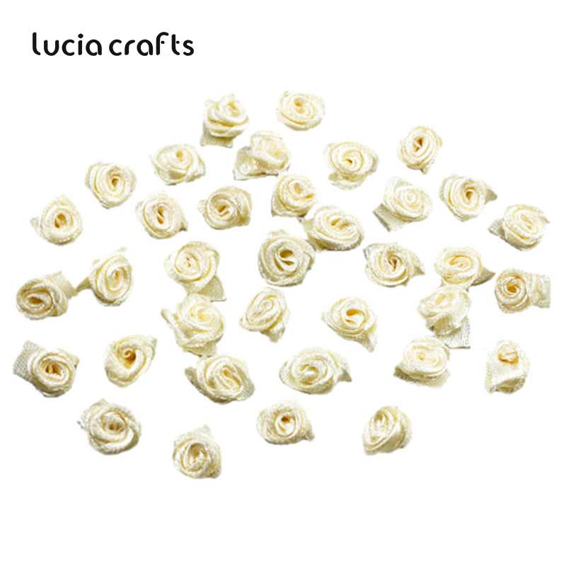 Lucia rzemieślnictwo 50-144 sztuk/worek 10mm satynowa kwiat głowy dziewczyny robić kokardki robić włosów nakrycia głowy robić ubrania DIY rękodzieło B0103: kolor 5