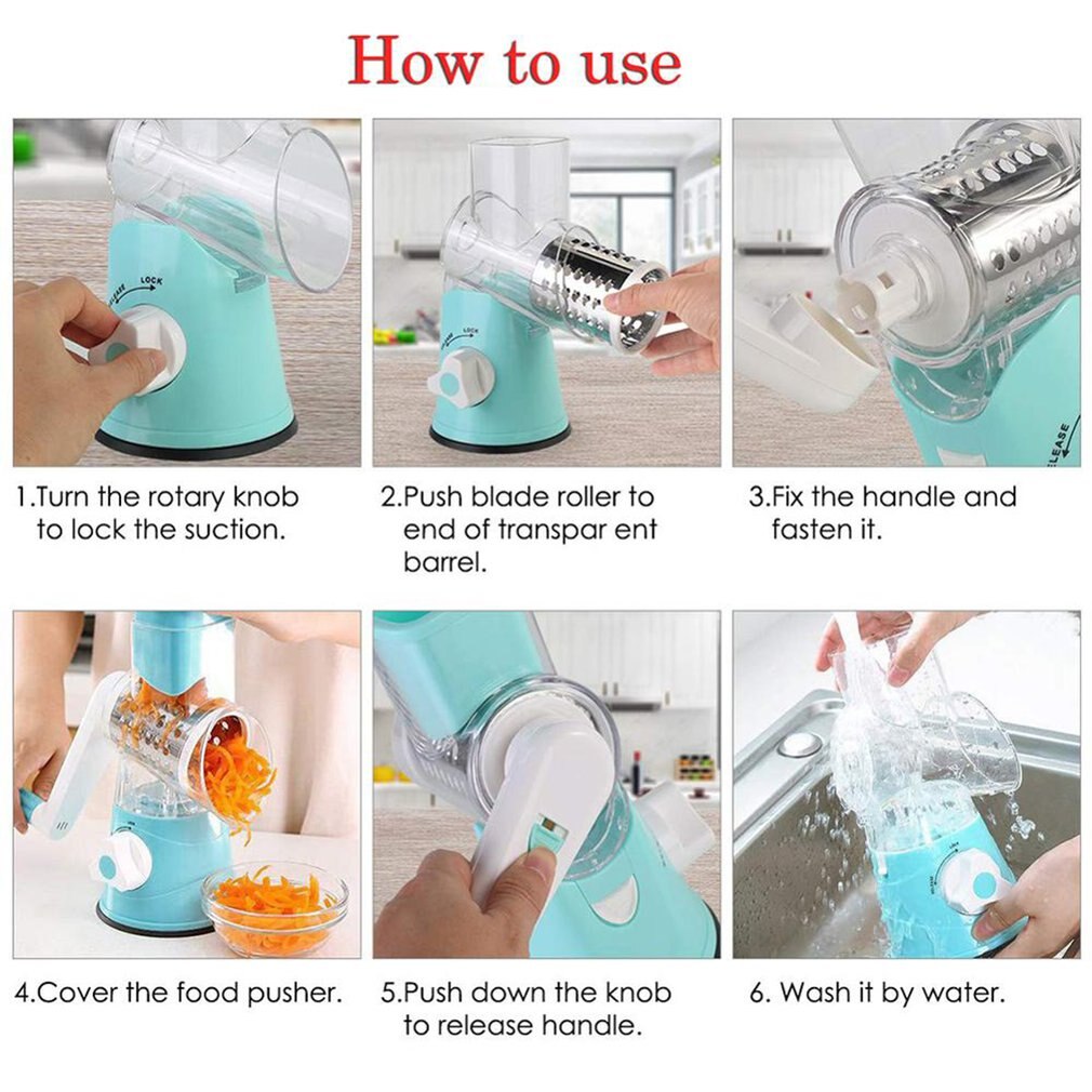 3 In1 Multifunctional Vegetable Cutter Round Mandoline Grater for Vegetables Vegetable Spiralizer Potato Slicer Kitchen Gadgets