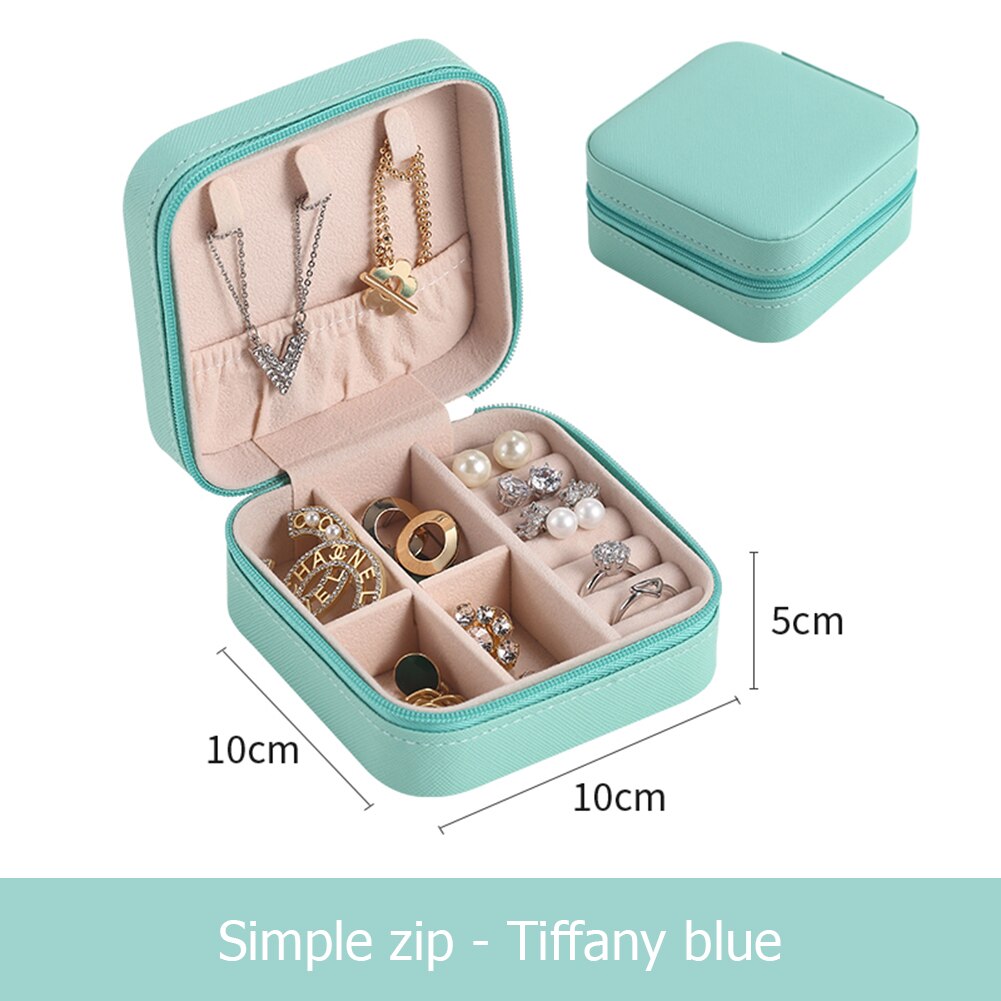 Draagbare Sieraden Opbergdoos Reizen Oorbellen Ketting Ring Vitrine Lederen Organizer Earring Houder Organizer