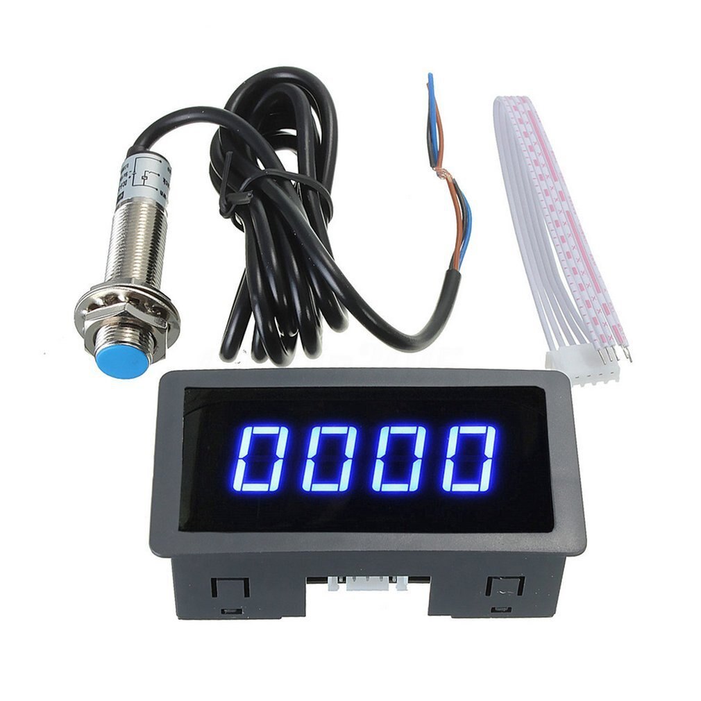 4 Digitale Led Display Toerenteller Rpm Snelheid Meter Hoge Precisie Toerenteller Met Hal Naderingsschakelaar Sensor Npn