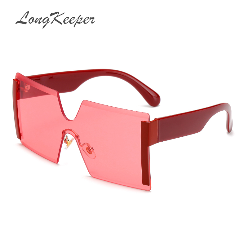 Oversized Square Rimless Sunglasses Women Brand Flat top Big Sun Glasses Female One Piece Travel Gafa de sol 6931