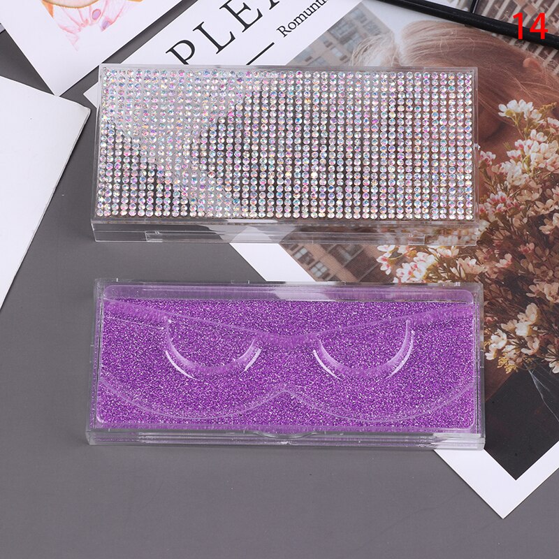 1pcs Popular 3D False Eyelashes Packaging Empty Lash Case Bling Glitter Eyelash Pull Box Diamond False Eyelash Packaging Box: N14