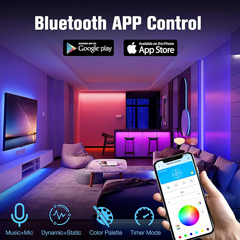 18 led-strimler med 5050 rgb-lys, usb, farveskiftende, fleksibel lampe med app-styring til rumdekoration, tv-baggrundsbelysning