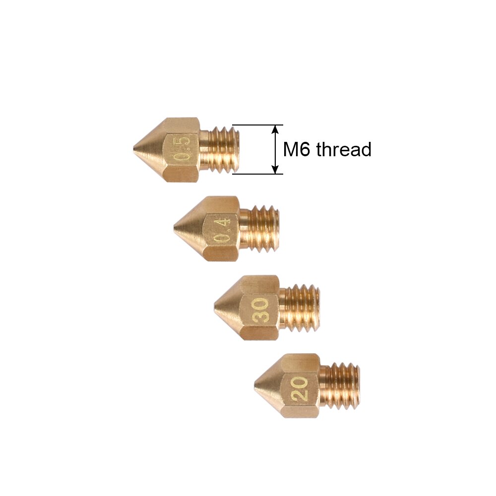 Bocal 0.3mm/0.4mm/0.5mm/1.75mm para peças da impressora 3d do filamento da impressora mm a mistura do bocal de 1/5 pc mk8 mede a cabeça da extrusão de hotend m6