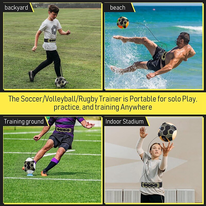 2 pcs adjustable football trainers, football training belts, solo football trainers for children and adults for volleyball control skills