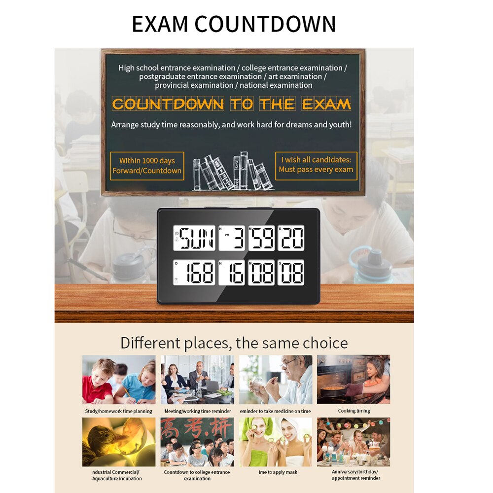 Dual Channel Timer Multifunction Digital Kitchen Timer Incubation Timepiece Alarm Clock with Snooze Large Display Magnetic Back