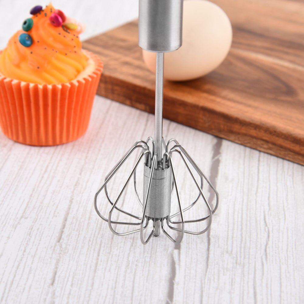 Halbautomatische Rührgerät Ei Schläger Manuelle Selbst Drehen Edelstahl Schneebesen Hand Rührgerät Ei Creme Rühren Küche Werkzeuge