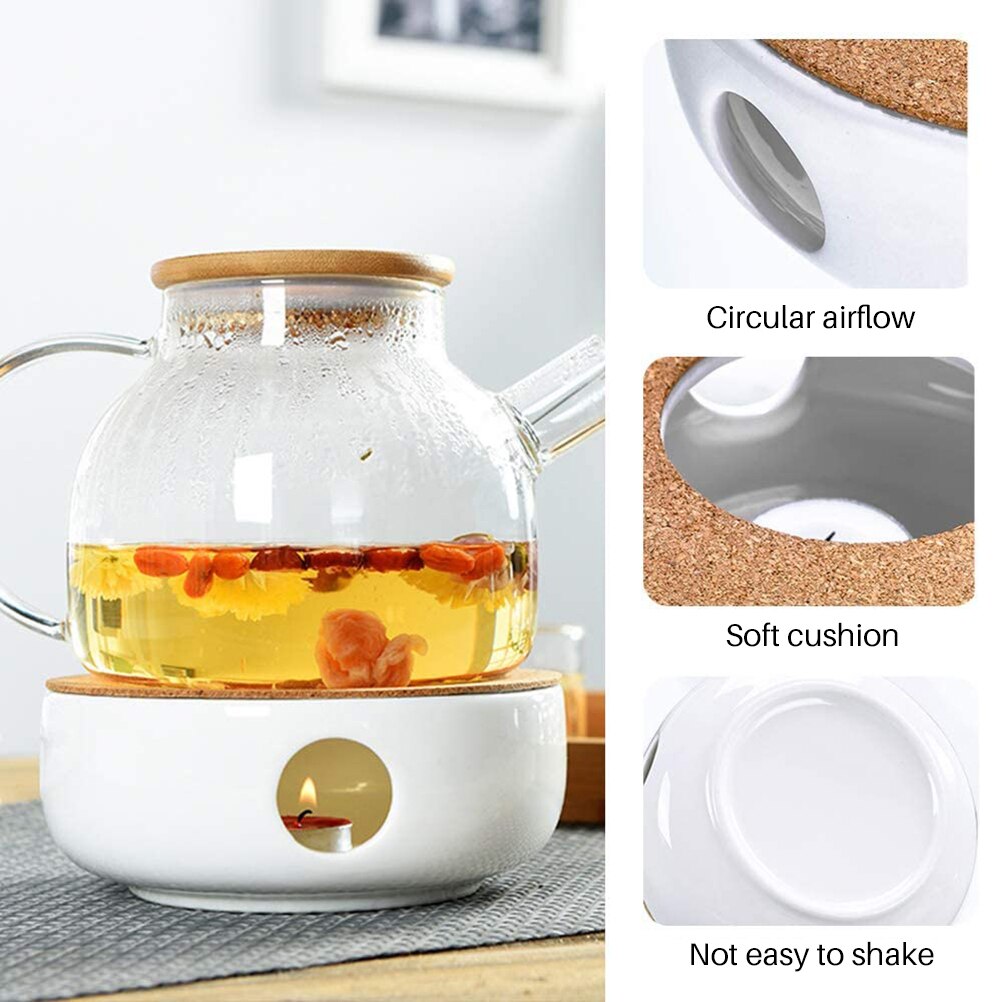 White Warm Tea Stove Ceramic Porcelain Heating Furnace Warmer Candle Heater Ceramic White Teapot Heater