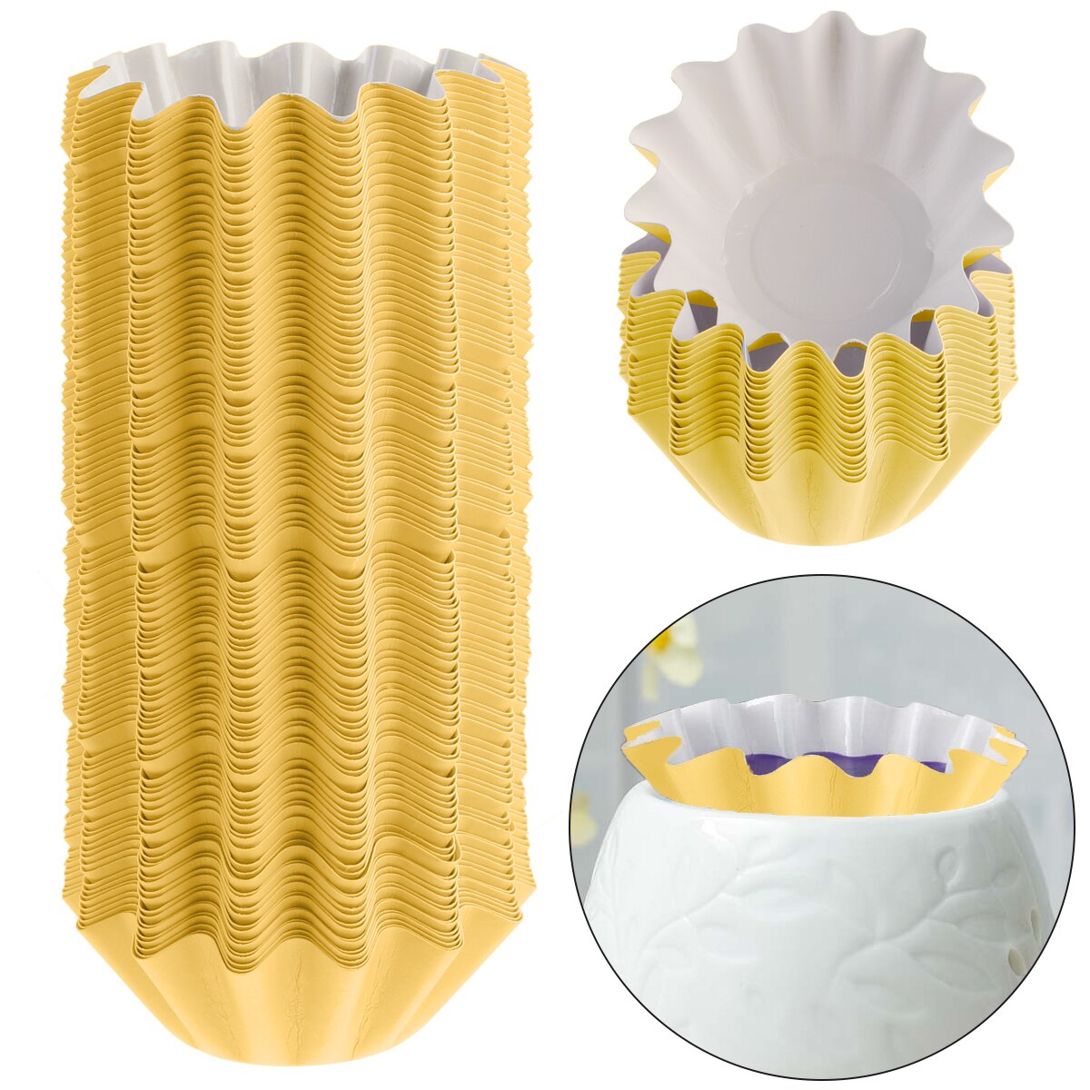 Wax Melt Warmer Liners Reusable Wax Liner Candle Popper Liner Leakproof Wax Tray for Scented Wax Electric Wax Warmers CIQ: yellow 100pcs