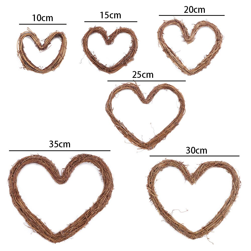 0-35cm boda en forma de corazón de decoración de la guirnalda corona de mimbre Natural para puerta para ventana de Casa de colgando guirnaldas manualidades: 35 cm