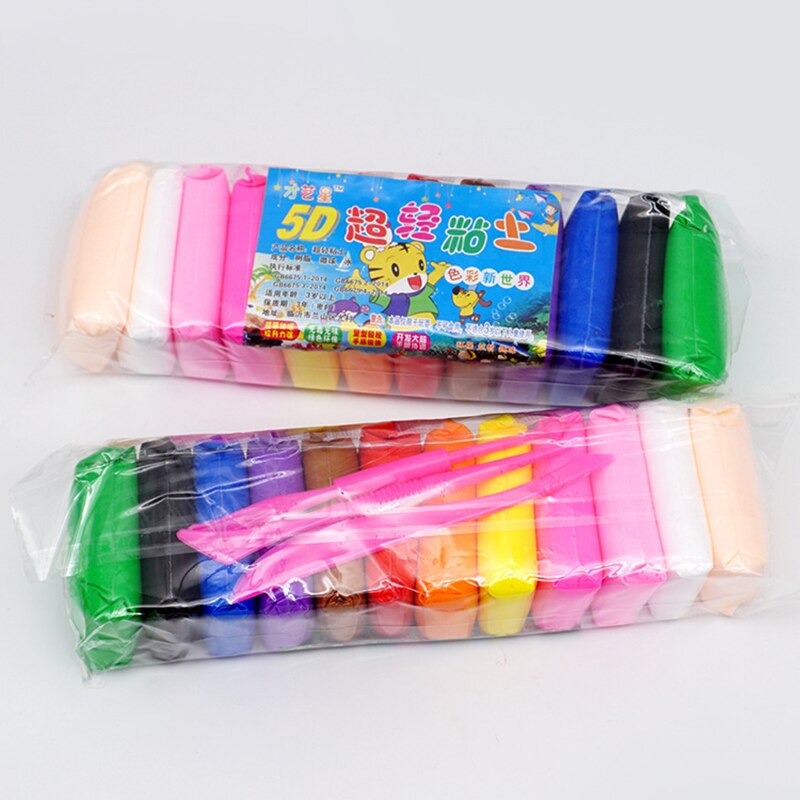 36 farver / sæt super let ler med 3 værktøjer lufttørring lys plasticine modellering ler håndlavet pædagogisk 5d legetøj blå ler: 12 farver