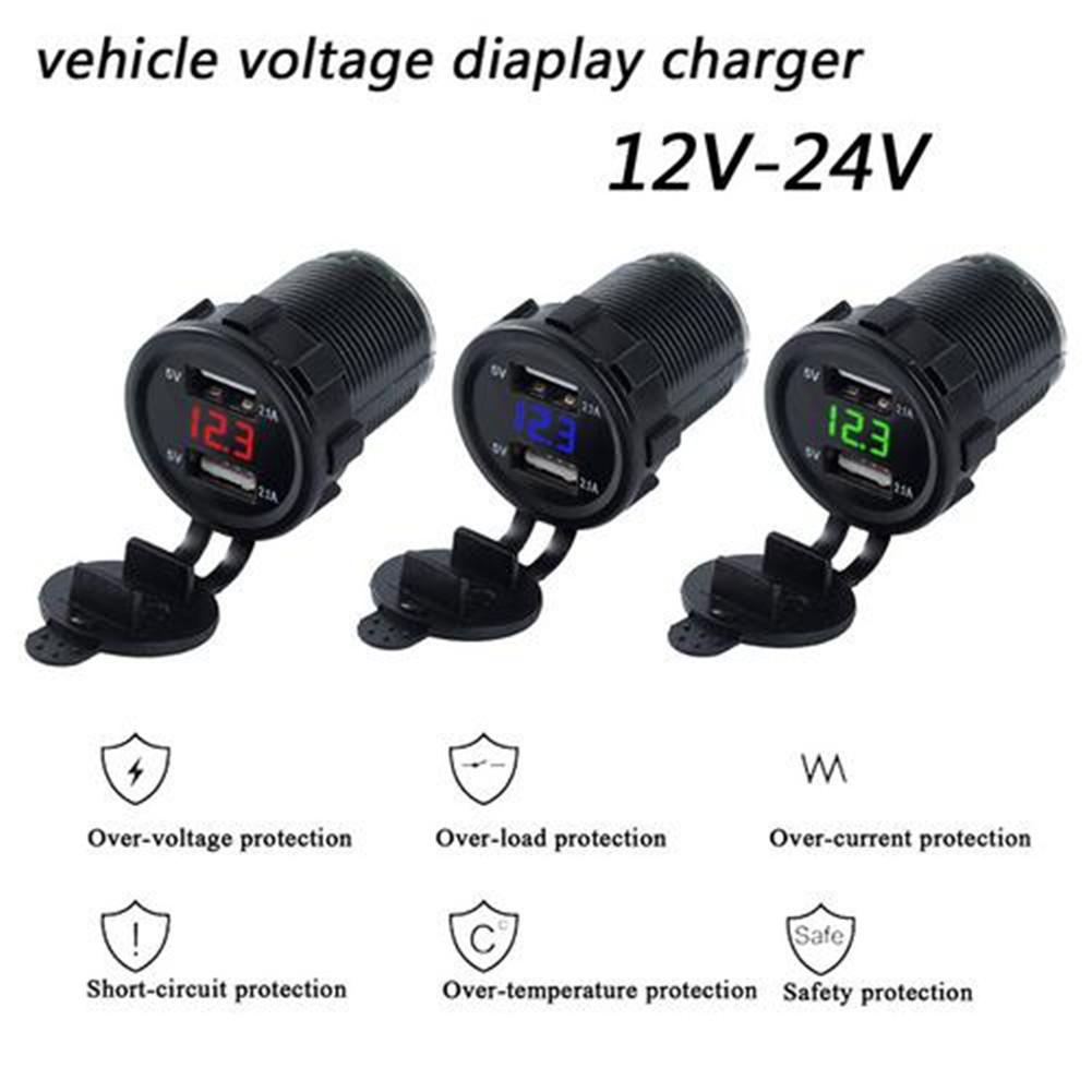 Cargador de teléfono móvil para coche y motocicleta, 12V, USB Dual 5V 4.2A, cargador con 0,6 metros, sin adaptador de enchufe, accesorios, USB Dual