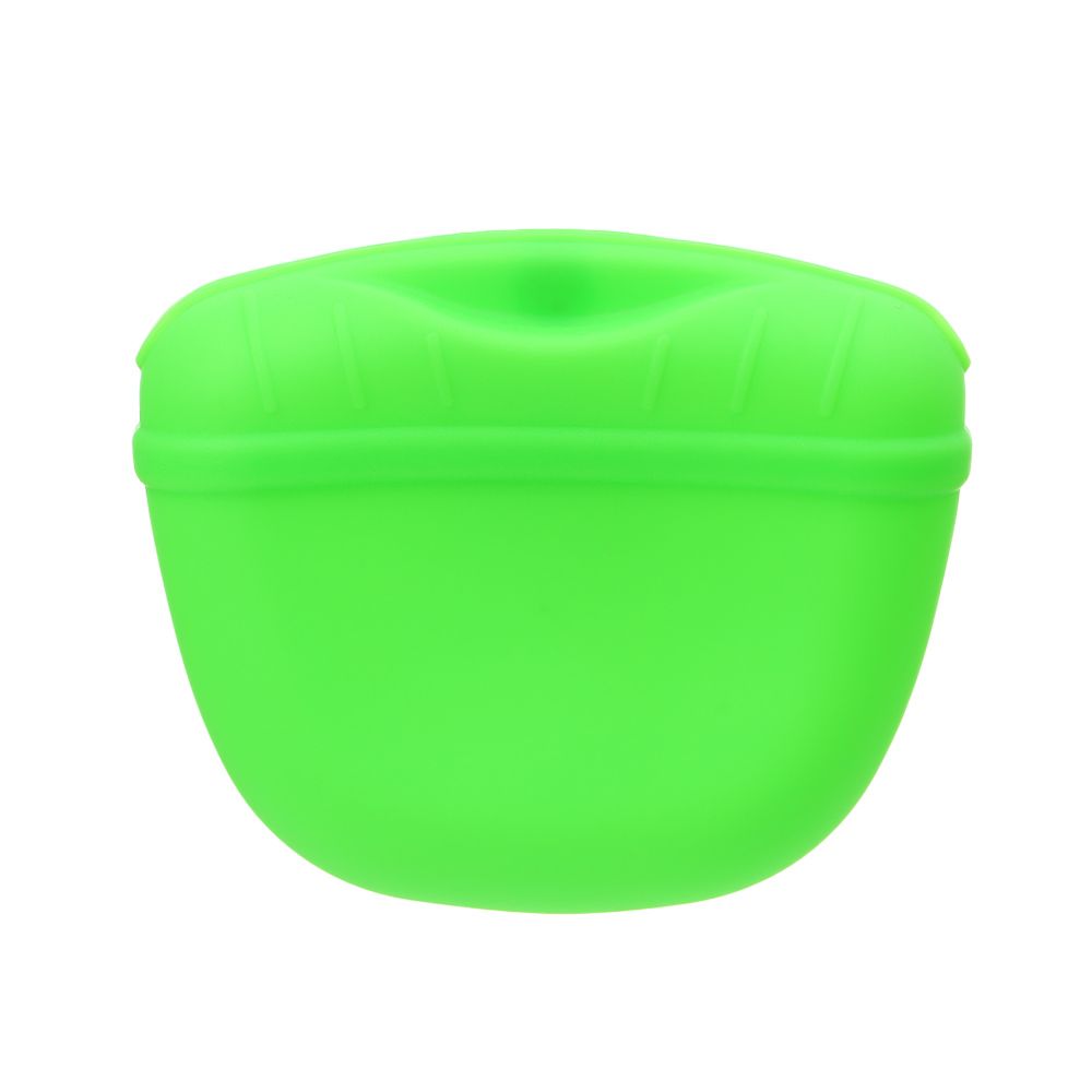 Portable Silicone Snack Bag Feed Dogs Treat Pouch Waist Pack Pet Training Bag Bundle Pocket: green